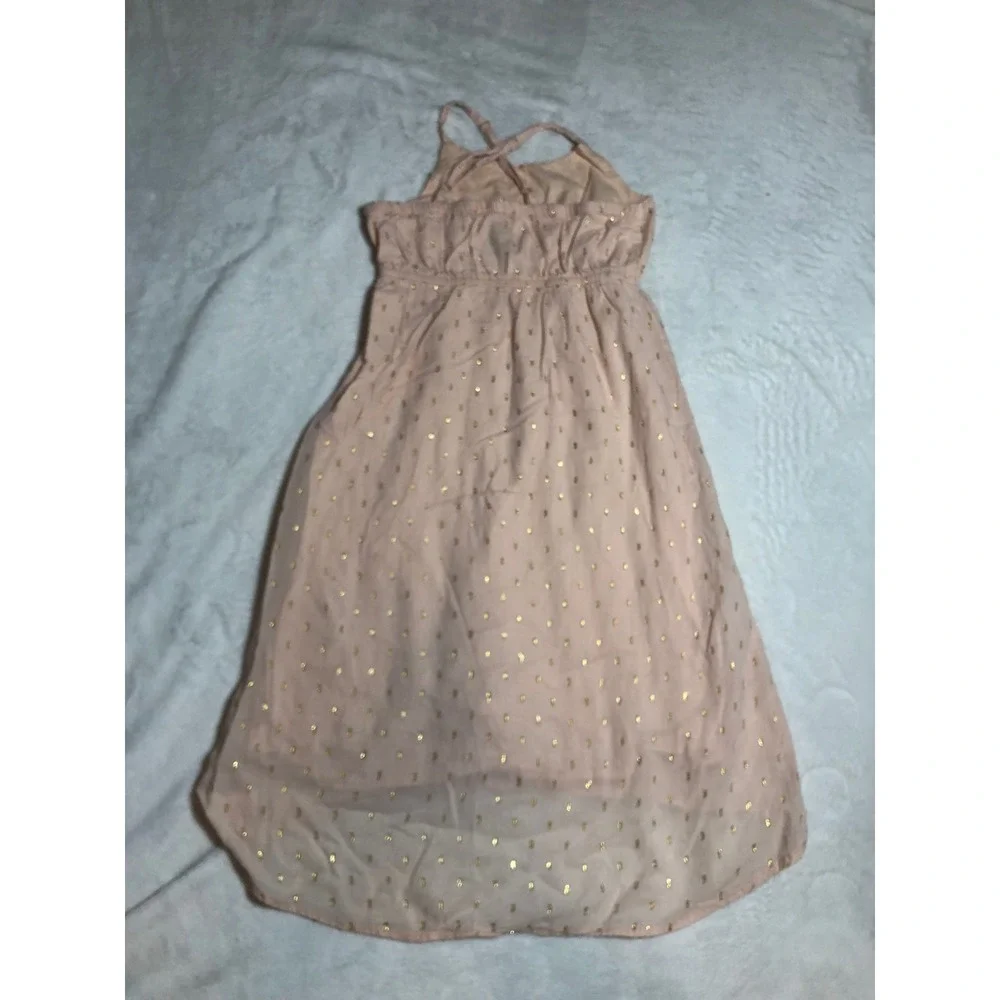 5/$25 Old Navy High Low Dress Small 6-7 Pink Gold Metallic Foil Sleeveless Boho
